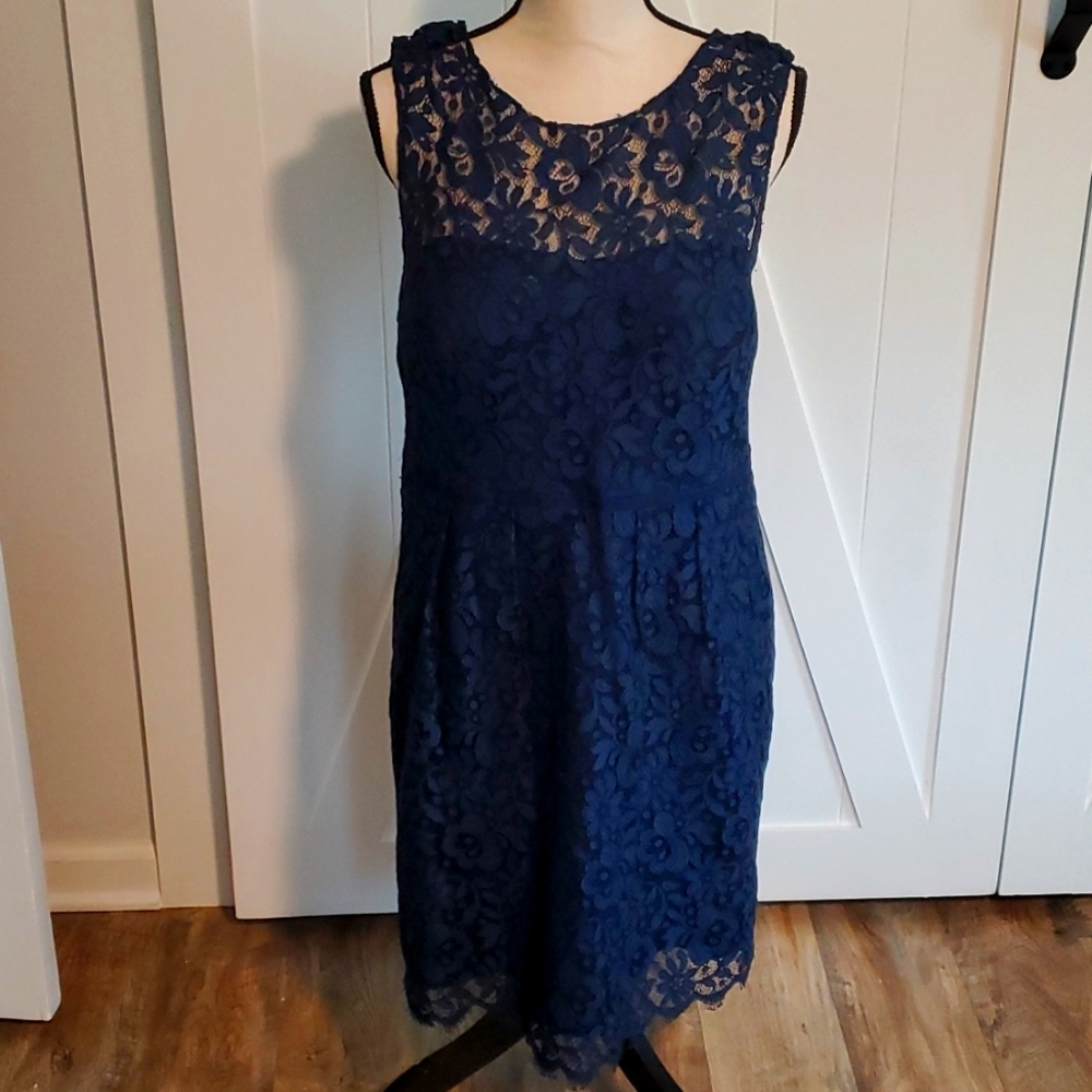 Jenny Yoo Navy Lacy Bridesmaid Dress